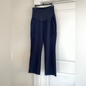 Mandala Maternity Scrub Pants Navy Blue Small EUC Cargo Straight Leg